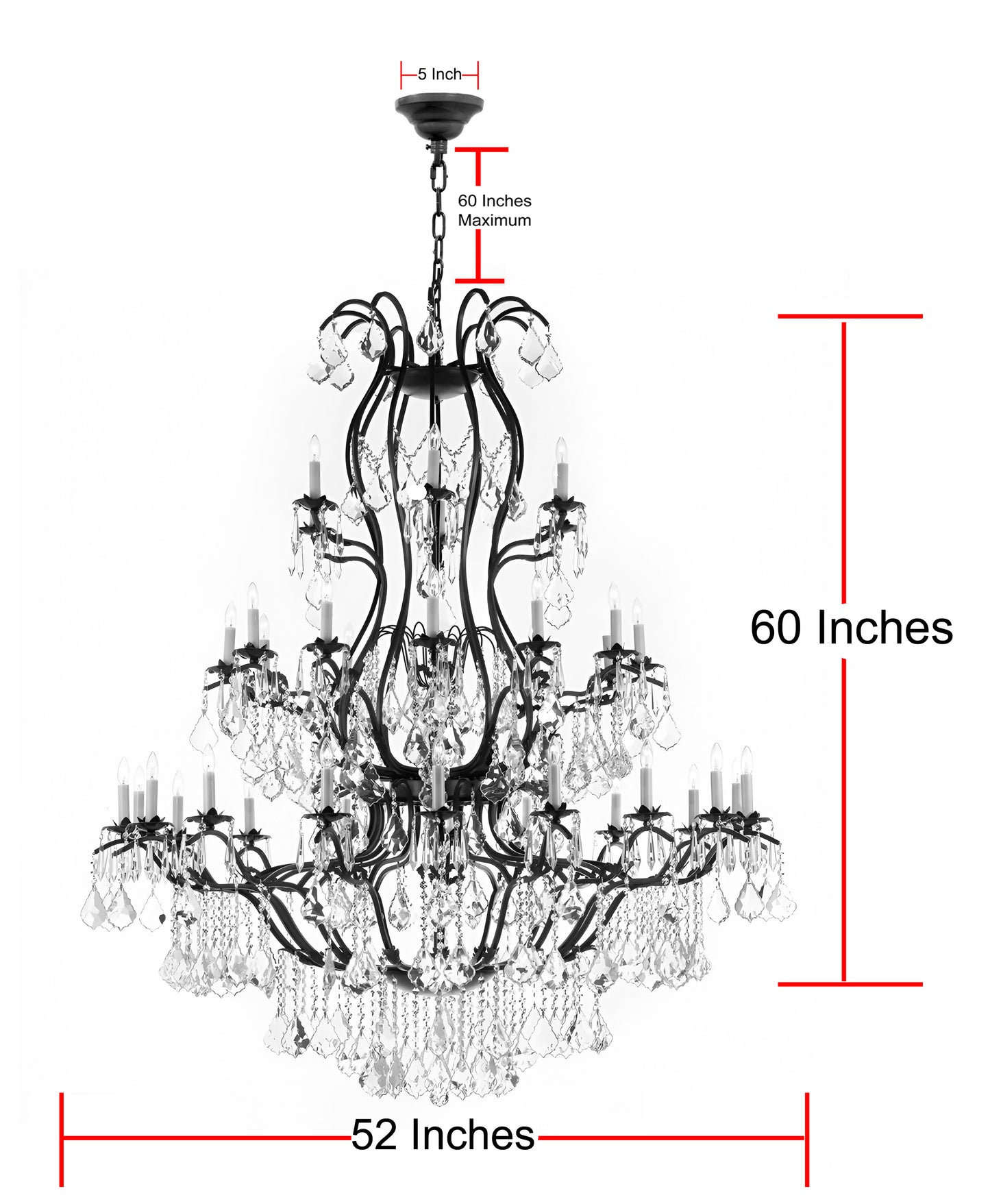 Long chandelier for foyer Foyer Large / Entryway Wrought Iron Chandelier Lighting With Crystal H60" X W52"