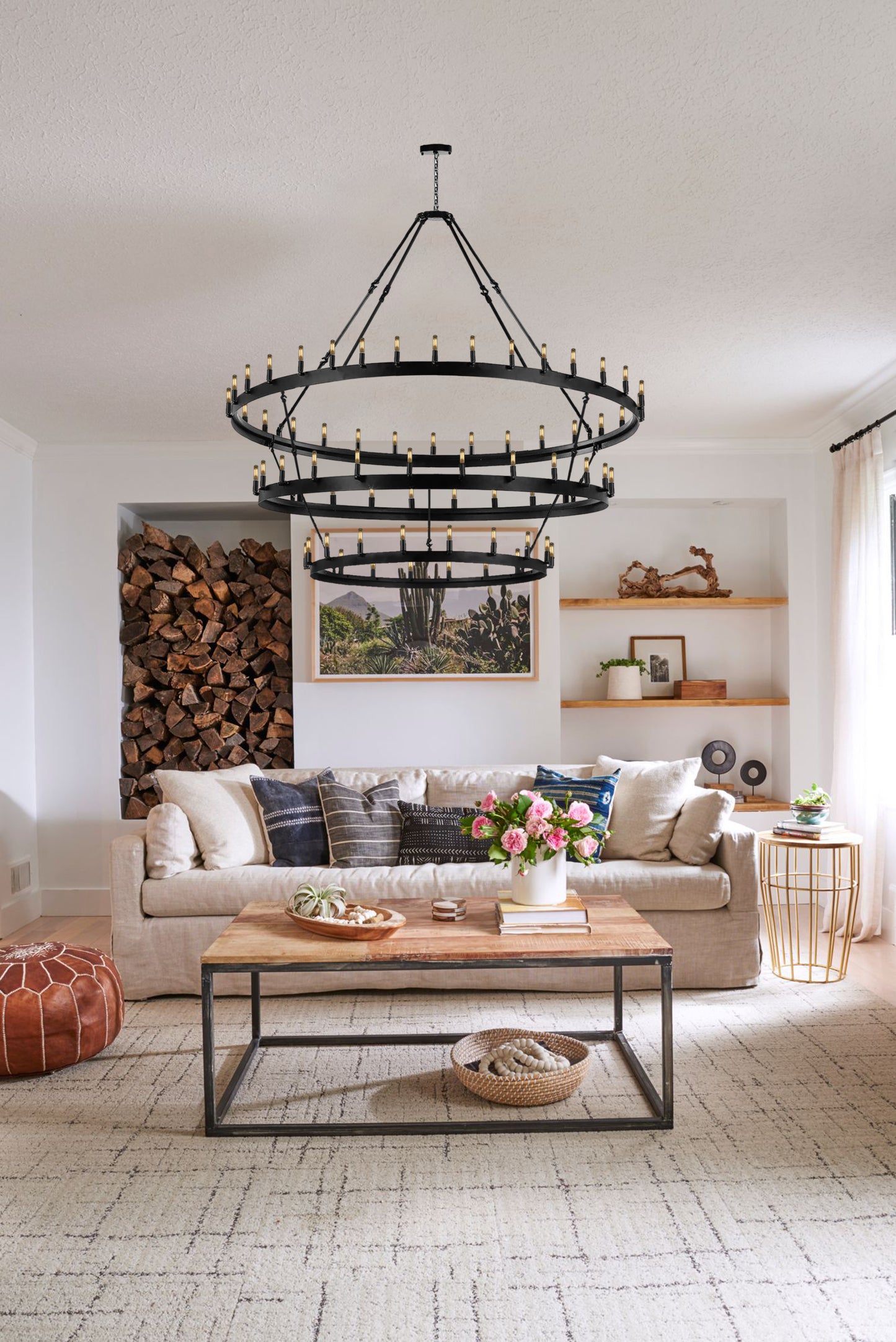 Extra Large Black industrial wrought iron farmhouse metal castile chandelier ceiling light fixture
