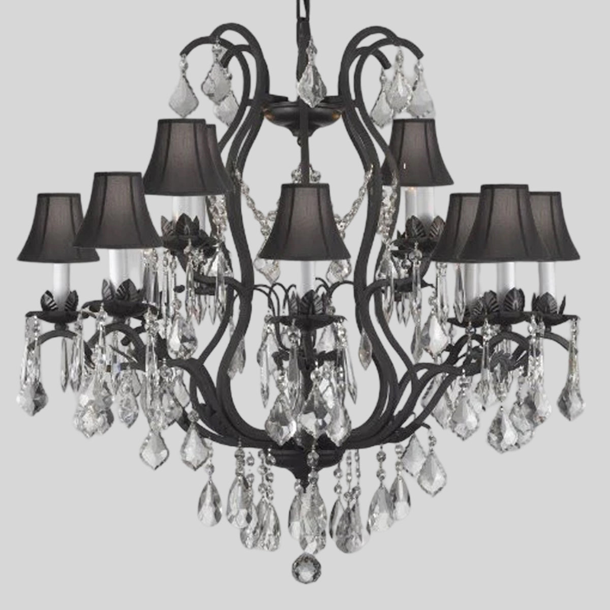 Swarovski Crystal Trimmed Chandelier Wrought Iron Crystal Chandelier Lighting With Shades
