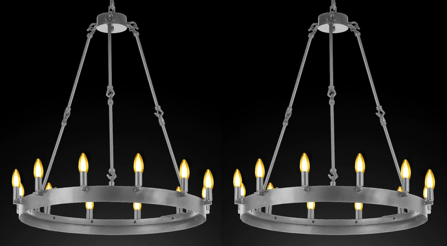 Wrought Iron Vintage Barn Metal Castile One Tier Chandelier Chandeliers Industrial Loft Rustic Lighting