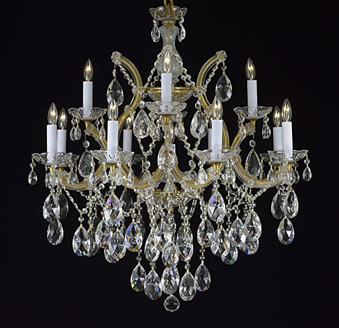 Crystal chandelier with multiple lights on a black background