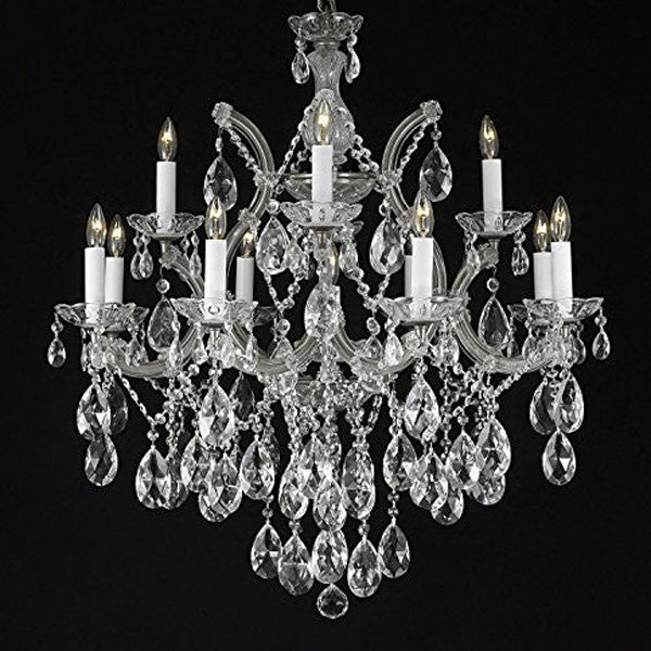Set Of 2 - Maria Theresa Swarovski Crystal Trimmed Chandelier Lighting Chandeliers H30" X W28" - 200201305S+013S