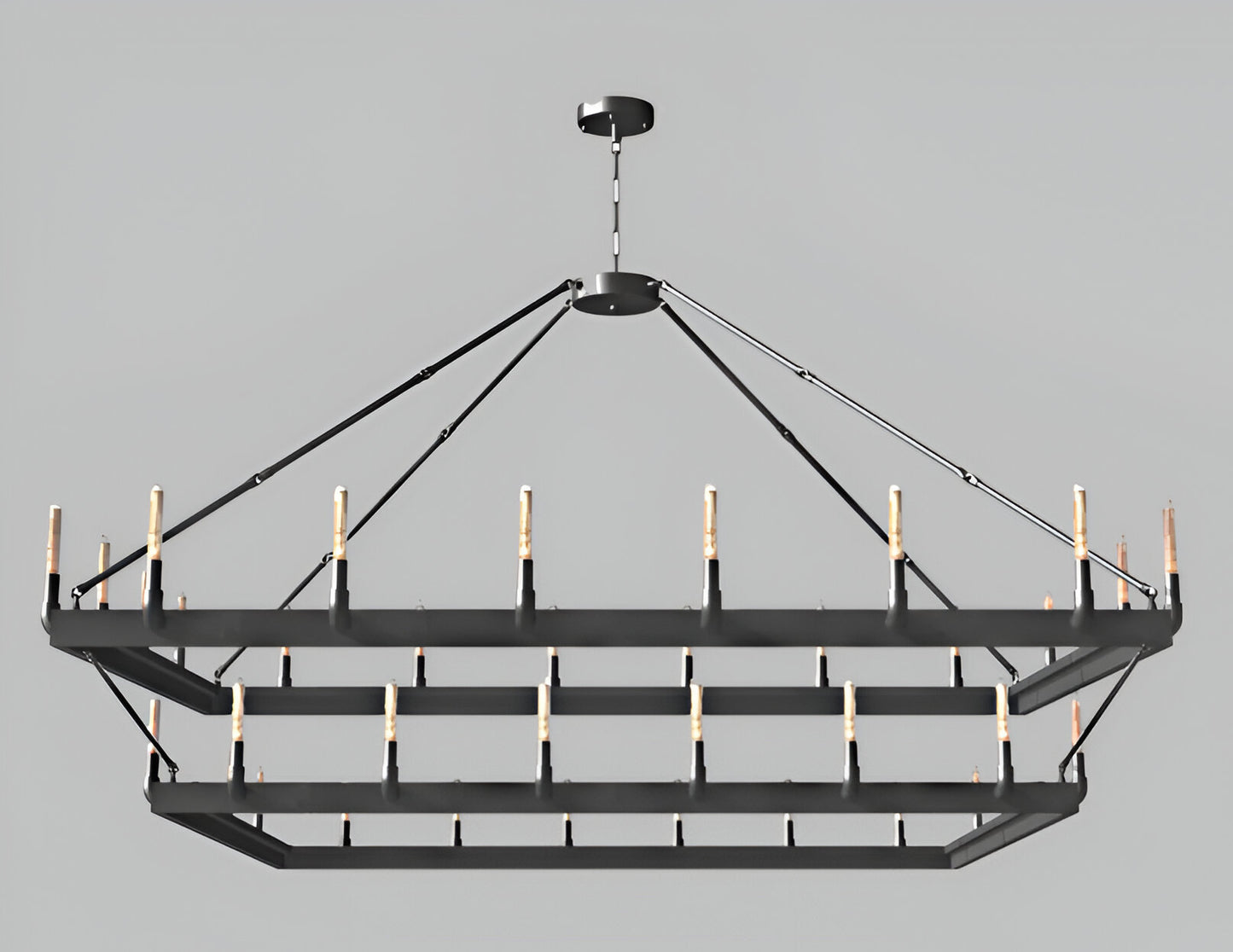Wrought Iron Vintage Barn Metal Castile Two Tier Chandelier Chandeliers Industrial Loft Rustic Lighting 