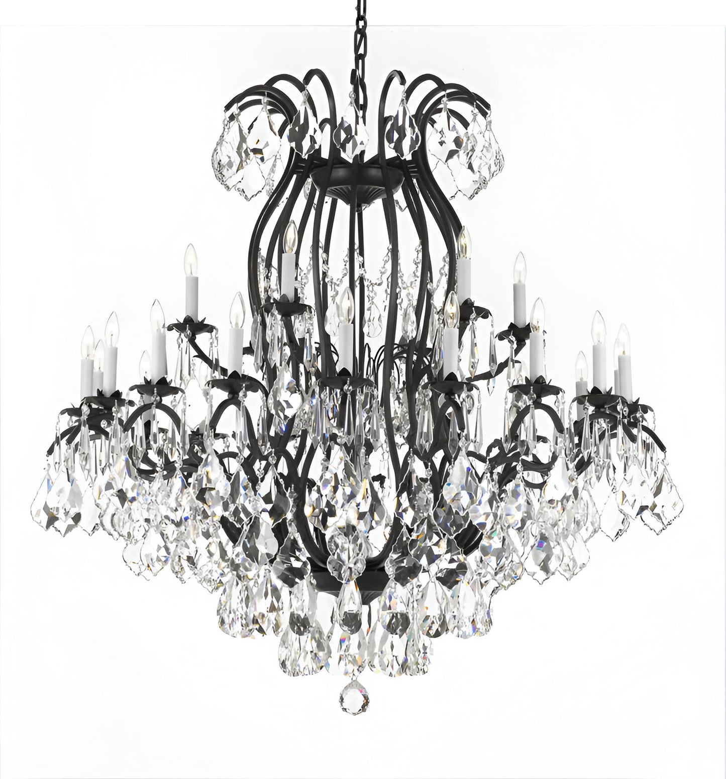 Decorative Wrought Iron Crystal Chandelier K9 crystals 24 light grand size