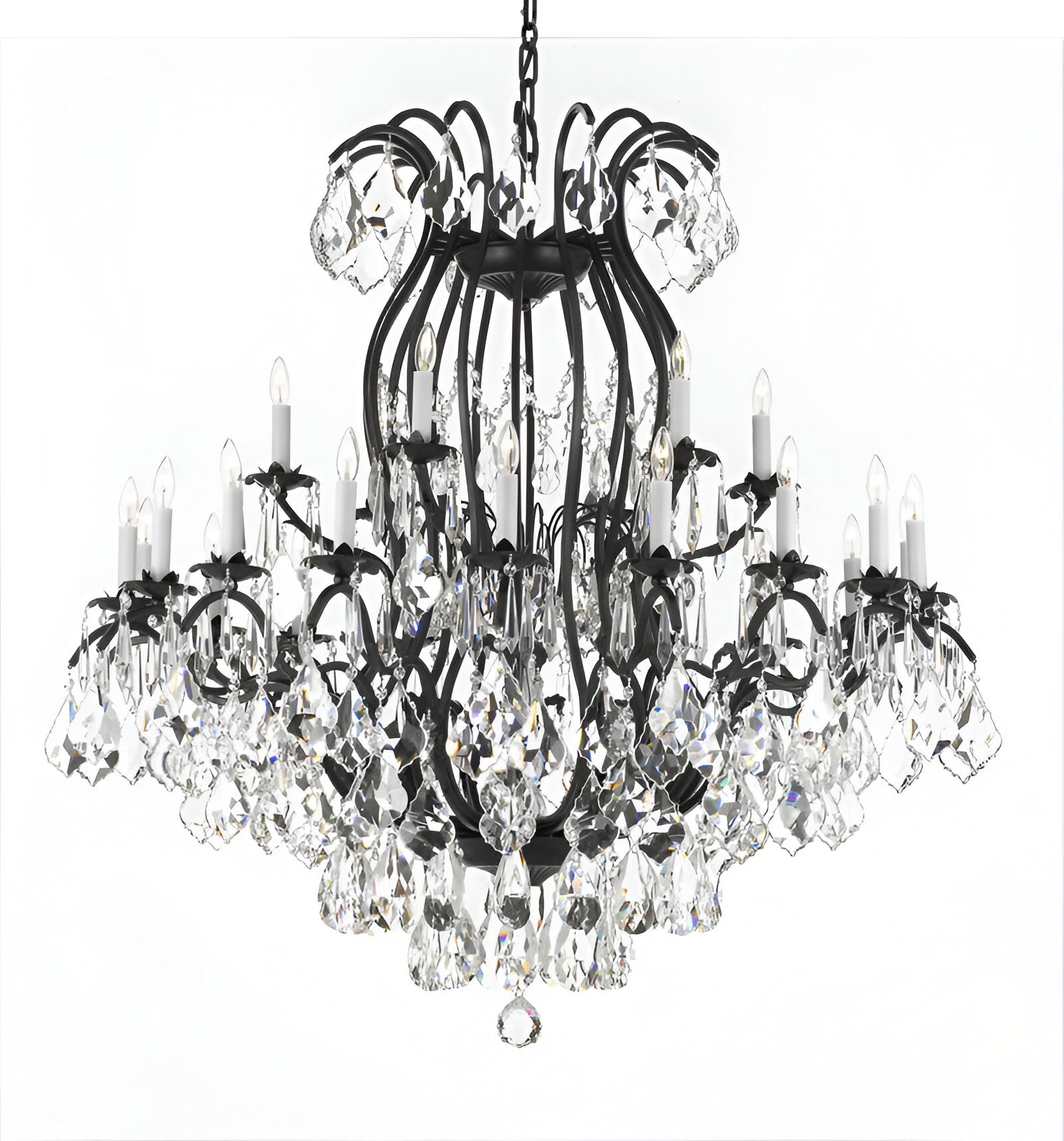 Decorative Wrought Iron Crystal Chandelier K9 crystals 24 light grand size