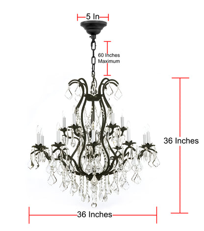 Rod iron and crystal chandeliers chandelier large with crystals H36" X W36"