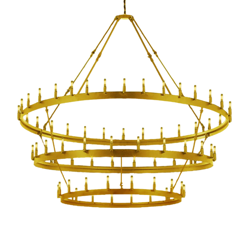 Wrought Iron Vintage Barn Metal Castile Three Tier Chandelier Chandeliers Industrial Loft Rustic Lighting