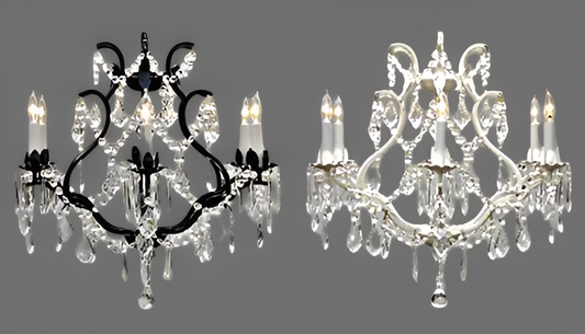 This item is a set of 2 chandeliers - 1 white and 1 black