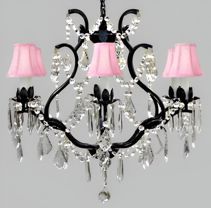 Swarovski Crystal Trimmed Chandelier Wrought Iron Crystal Chandelier Lighting