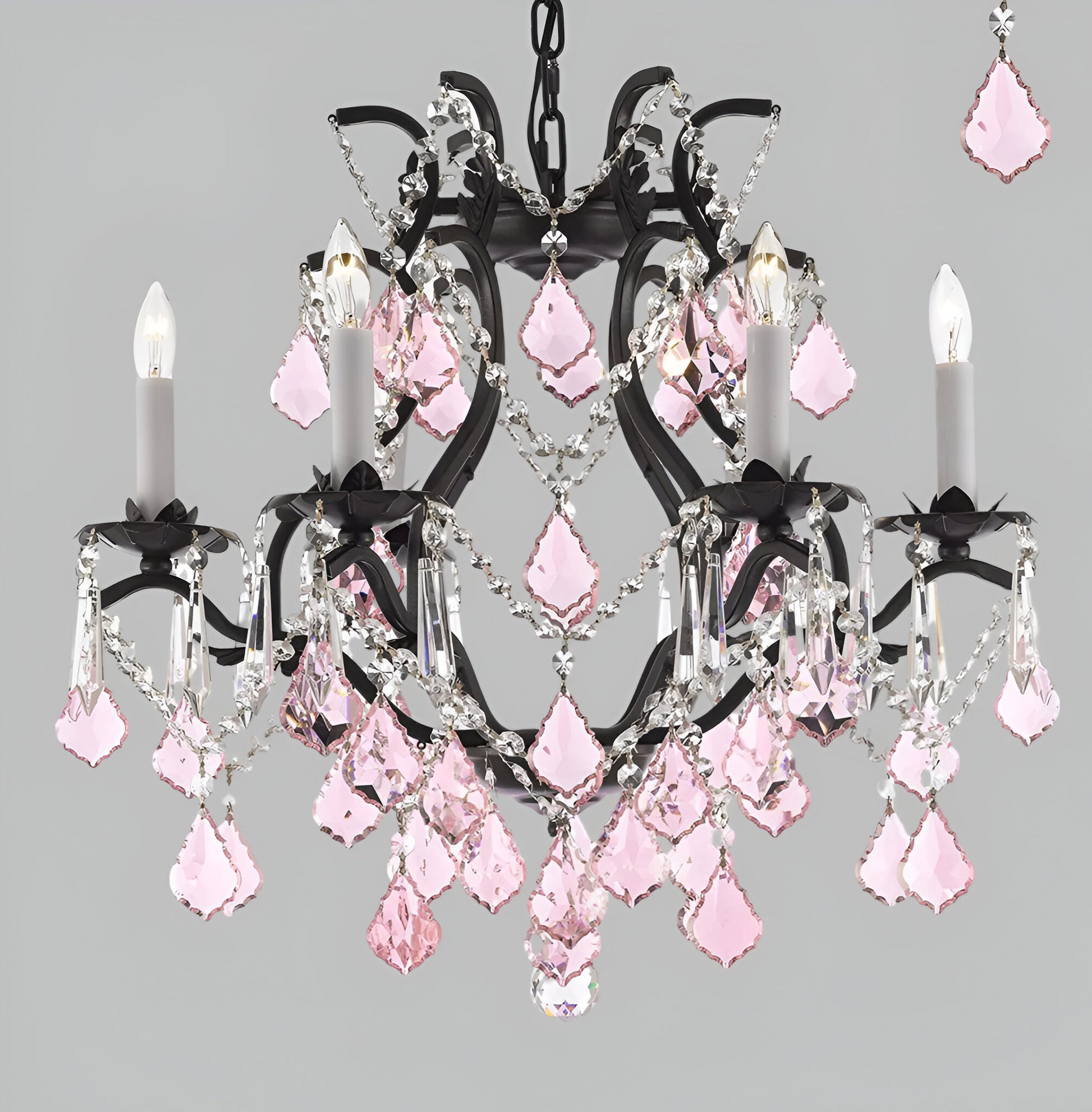 Wrought Iron Crystal Chandelier Lighting Chandeliers H19" x W20"