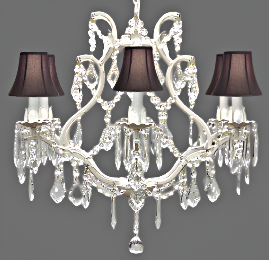 Wrought Iron Crystal Chandelier Lighting H 19" W 20" - 198200614B