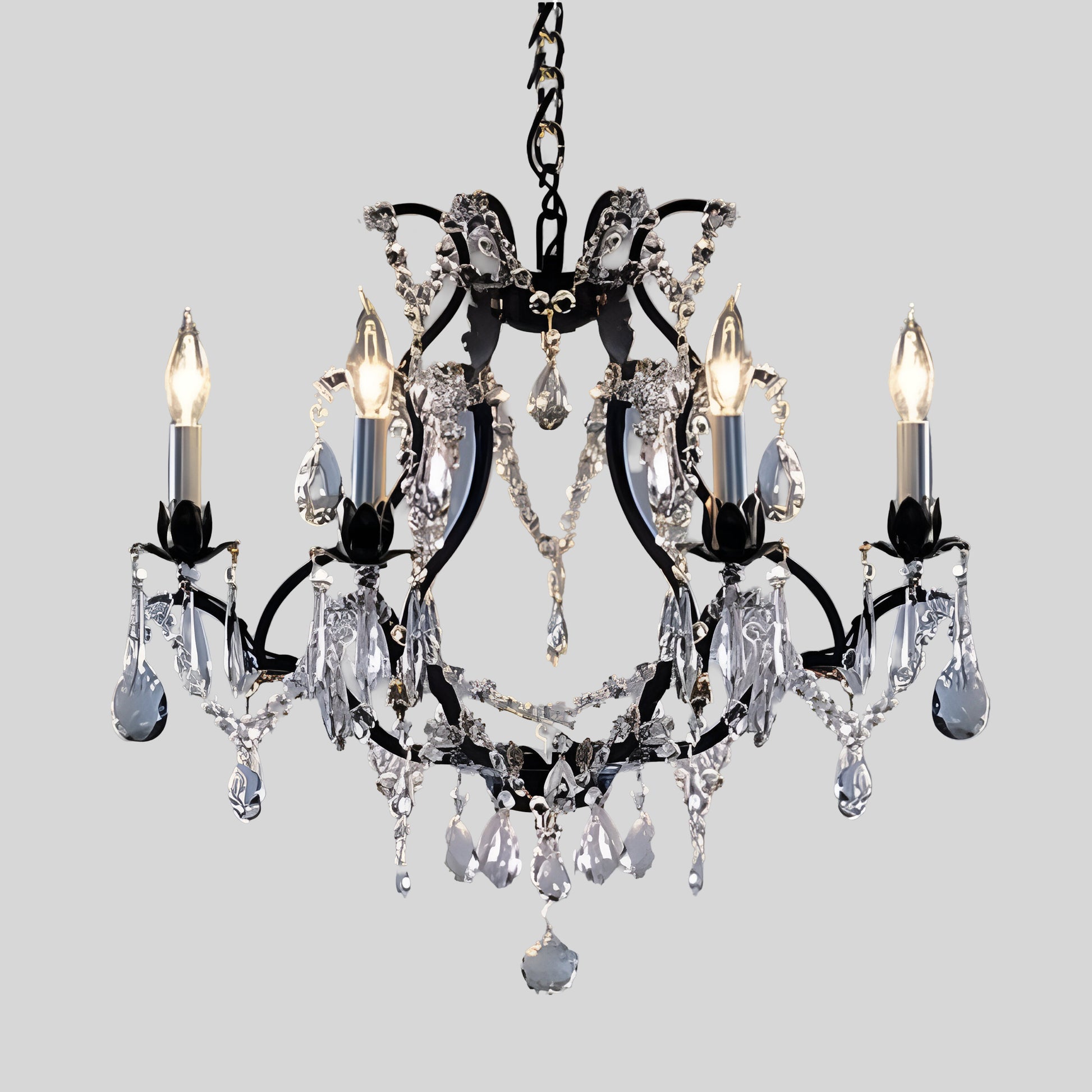 Wrought Iron Crystal Chandelier Swag Plug In-Chandelier Hanging Chain And Wire