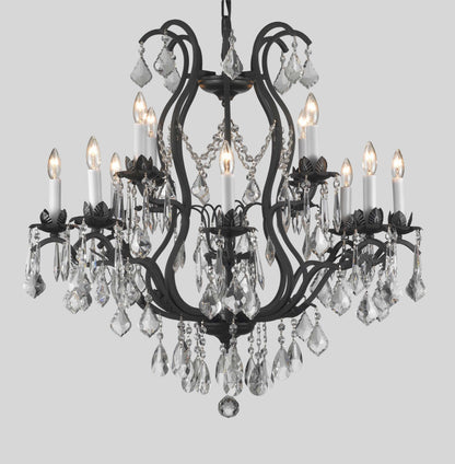 Rod iron and crystal chandeliers large with crystals