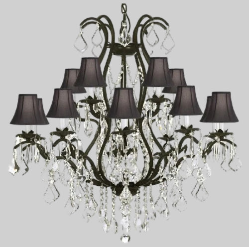 Wrought Iron Crystal Chandelier Lighting Trimmed with Swarovski Crystal! Good for Dining Room, Foyer, Entryway, Family Room, Bedroom, Living Room and More!&nbsp;