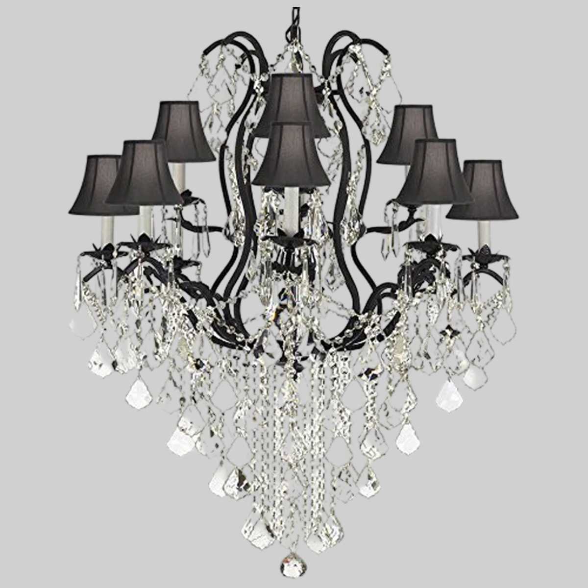 Wrought Iron Chandelier Crystal Chandeliers Lighting Empress Crystal (Tm) With White Shades Great For Dining Room Entryway / Foyer Or Living Room