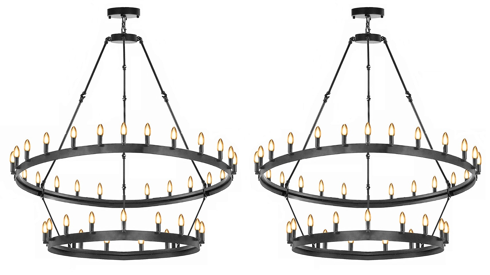 Discover the timeless charm of the Wrought Iron Vintage Barn Metal Castile Two Tier Chandelier perfect blend of industrial loft aesthetics and rustic allure.