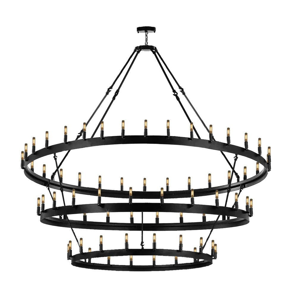 Wrought Iron Vintage Barn Metal Castile Three Tier Chandelier Chandeliers Industrial Loft Rustic Lighting