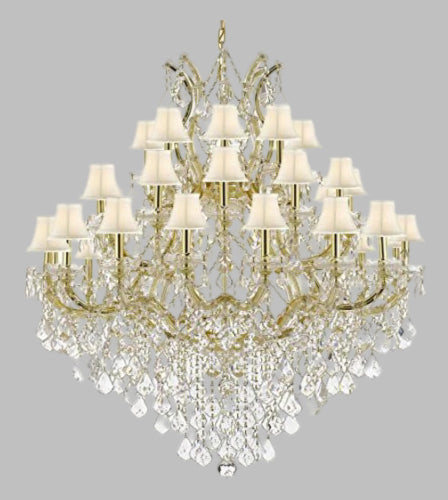 Maria Theresa Crystal Chandelier Lighting With White Shades