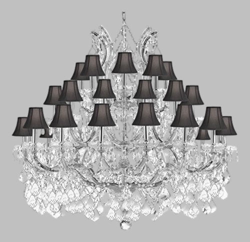 Maria Theresa Crystal Chandelier Lighting With Black Shades Perfect For An Entryway Or Foyer