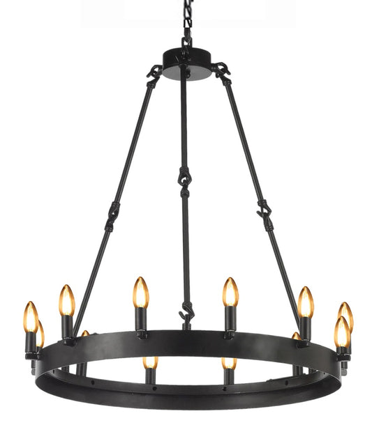 Wrought Iron Vintage Barn Metal Castile One Tier Chandelier Chandeliers Industrial Loft Rustic Lighting 