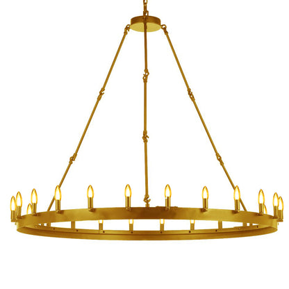 Wrought Iron Vintage Barn Metal Castile One Tier Chandelier, Measuring at W50" x H48", this chandelier boasts a captivating design and functional features that make it a perfect addition to your living space. - 199502403