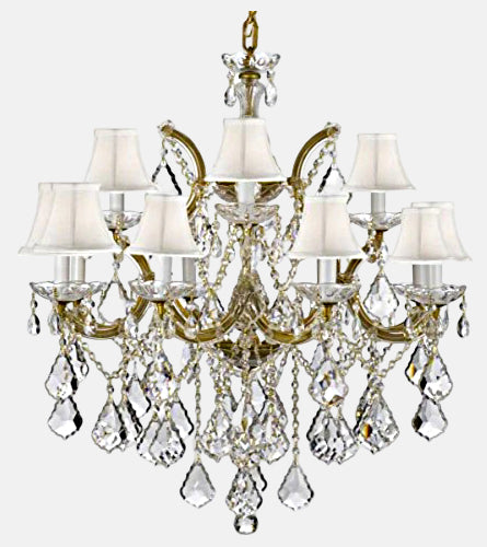 Swarovski Crystal Trimmed Chandelier Chandelier Lighting With White Shades 