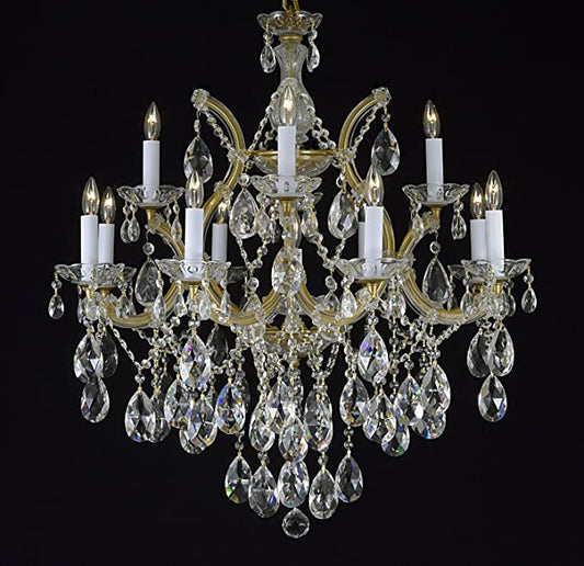 Crystal chandelier with multiple lights on a black background