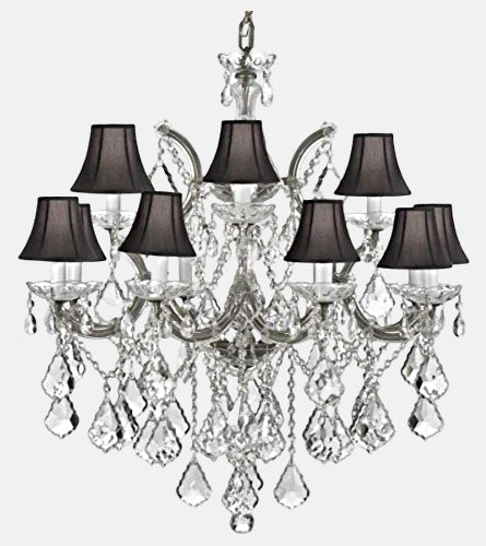 Swarovski Crystal Trimmed Chandelier Chandelier Lighting With Black Shades