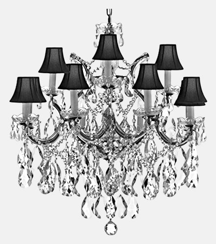 Maria Theresa Chandelier Lights Fixture Pendant Ceiling Lamp Dressed with Large, Luxe Diamond Cut Crystals! Good for Dining Room, Foyer, Entryway, Family Room, Bedroom, Living Room and More!