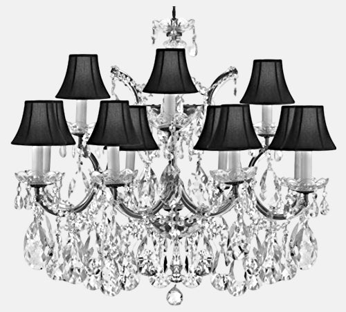 Maria Theresa Chandelier Crystal Lighting Chandeliers Lights Fixture Pendant Ceiling Lamp for Dining room, Entryway , Living room with Large, Luxe, Diamond Cut Crystals!&nbsp; w/ Black Shades