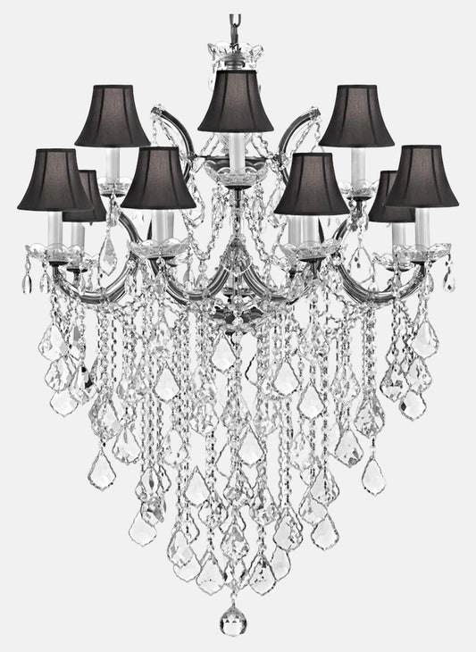 Maria Theresa Chandelier Lights Fixture Pendant Ceiling Lamp Dressed Good for Dining Room, Foyer, Entryway, Living Room and More! w/Black Shades