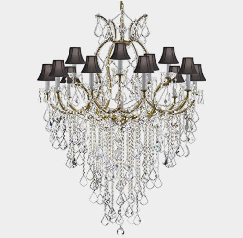 Maria Theresa Chandelier Empress Crystal (Tm) Lighting Chandeliers with Black Shades! Great for Large Foyer / Entryway!