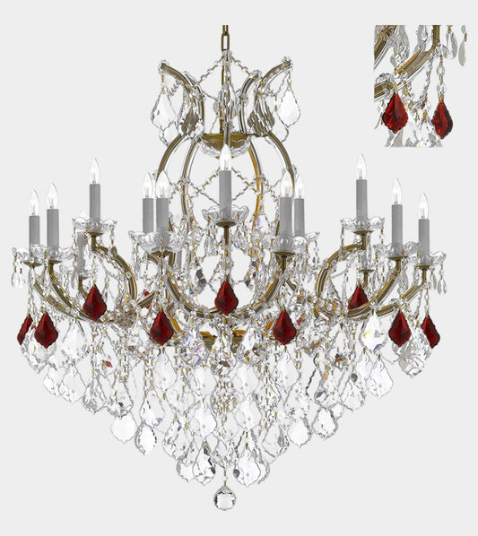 Maria Theresa Chandelier Crystal Lighting Chandeliers Lights Fixture Pendant Ceiling Lamp for Dining room, Entryway , Living room Dressed with Ruby Red Crystals