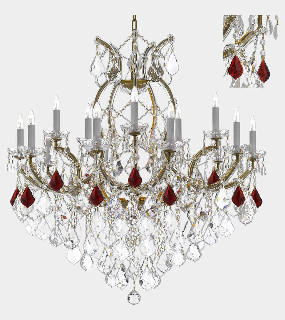 Swarovski Crystal Trimmed Maria Theresa Chandelier Crystal Lighting Chandeliers Lights Fixture Pendant Ceiling Lamp for Dining room, Entryway , Living room Dressed with Ruby Red Crystals