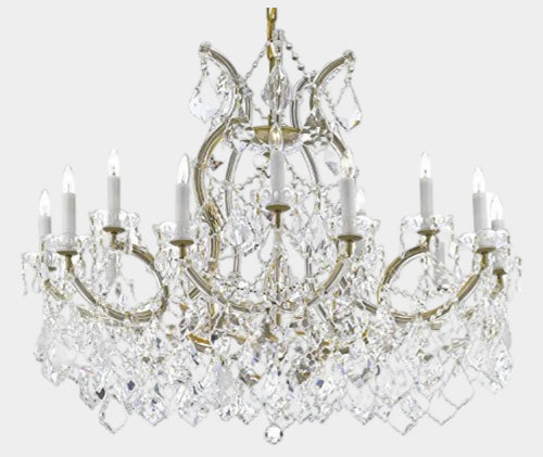 Swarovski Crystal Trimmed Maria Theresa Chandelier Crystal Lighting Chandeliers Lights Fixture Pendant Ceiling Lamp For Dining Room Entryway Living Room With Large Luxe Crystals H28" X W37" - 200201603JS