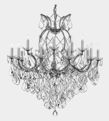 Swarovski Crystal Trimmed Maria Theresa Chandelier Crystal Lighting Chandeliers Lights Fixture Pendant Ceiling Lamp for Dining room, Entryway, Living room Dressed with Large, Luxe Crystals!