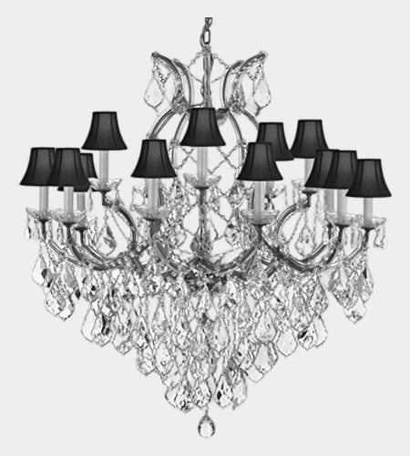 Maria Theresa Chandelier Crystal Lighting Chandeliers Lights Fixture Pendant Ceiling Lamp for Dining room, Entryway, Living room Dressed with Large, Luxe, High Quality Diamond Cut Crystals! with BlackShades