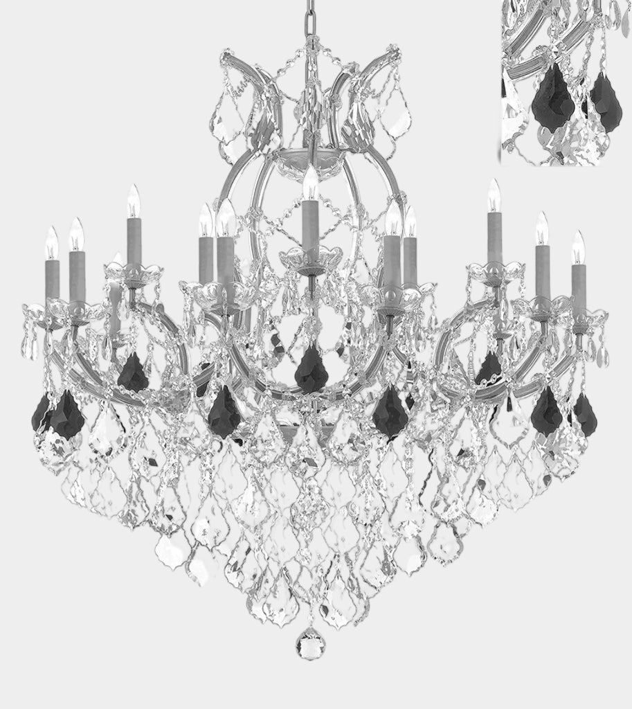 Maria Theresa Chandelier Crystal Lighting Chandeliers Lights Fixture Pendant Ceiling Lamp for Dining room, Entryway , Living room Dressed with Jet Black Crystals