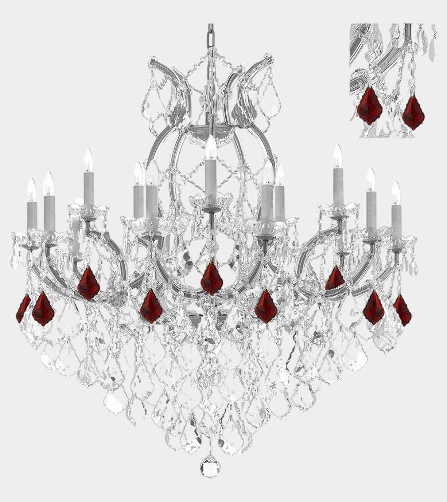 Maria Theresa Chandelier Crystal Lighting Chandeliers Lights Fixture Pendant Ceiling Lamp for Dining room, Entryway , Living room Dressed with Ruby Red Crystals