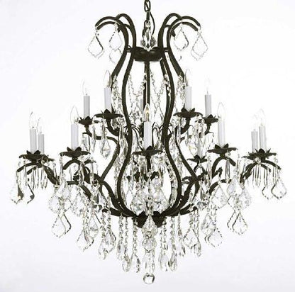 Rod iron and crystal chandeliers chandelier large with crystals wrought